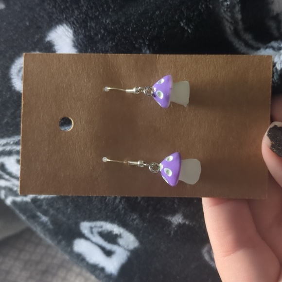 💜Purple mushroom earrings - Picture 1 of 1